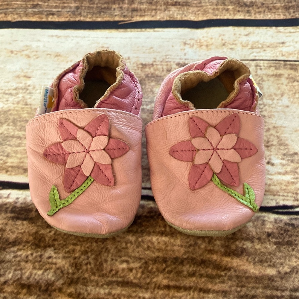 mini star pink leather small 0-6 month slip on infant shoes